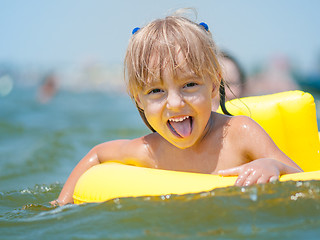 Image showing Little girl in sea 