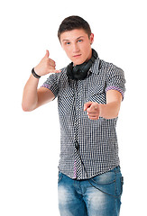 Image showing Teen boy with headphones