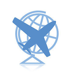 Image showing Airplane and globe