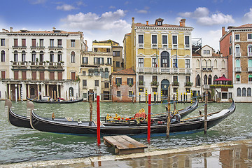 Image showing Views of beautiful buildings, gondolas, bridges and canals in Ve