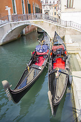 Image showing Views of beautiful buildings, gondolas, bridges and canals in Ve