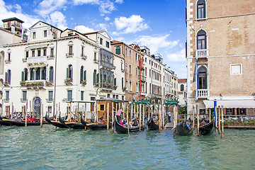 Image showing Views of beautiful buildings, gondolas, bridges and canals in Ve