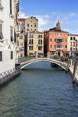 Image showing Views of beautiful buildings, gondolas, bridges and canals in Ve