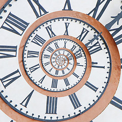 Image showing Old church clock in the drost effect