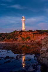 Image showing Lighthouse in blue hour of dawn