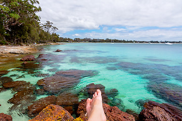 Image showing Relaxing in a perfect seaside paradise