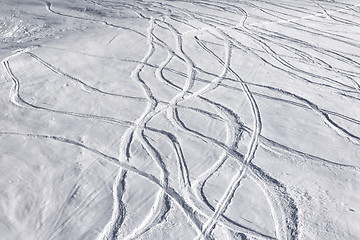 Image showing Off-piste ski slope with trace from skis 