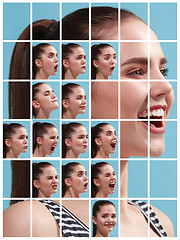 Image showing The collage of different human facial expressions, emotions and feelings.