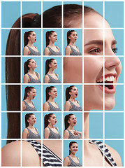 Image showing The collage of different human facial expressions, emotions and feelings.