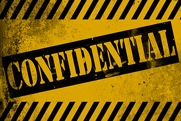 Image showing Confidential sign yellow with stripes