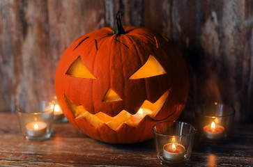 Image showing carved halloween jack-o-lantern pumpkin