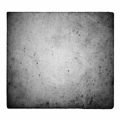 Image showing Black and white film frame with light leaks and grain isolated on white background.