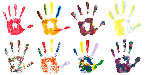 Image showing Set of colorful hand prints