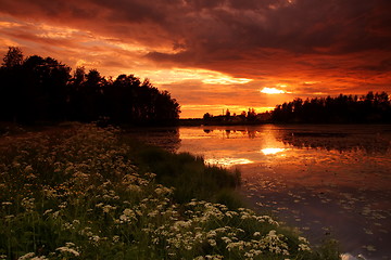 Image showing Lake at sunset