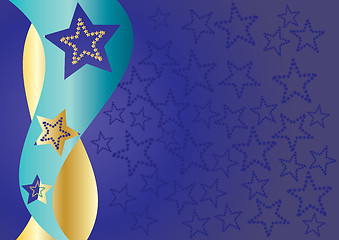 Image showing Blue background with textured stars  for your greetings card