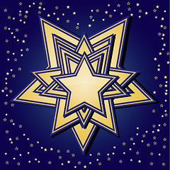 Image showing Backdrop with gold star on blue background