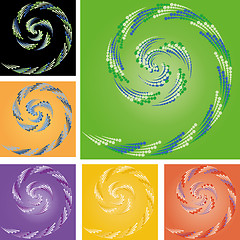 Image showing Set of abstract colorful backgrounds with curl made from  rounds, part 2