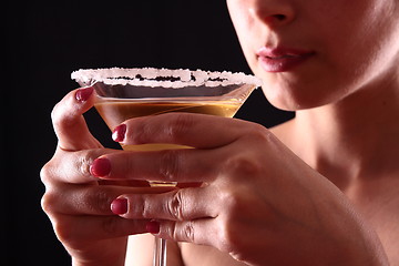 Image showing Woman and martini glass