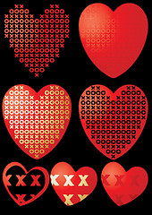 Image showing Set of XOXO hearts on black