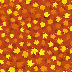 Image showing Autumn seamless background with maple leaves
