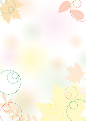 Image showing Autumn background with leaves, pastel
