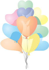 Image showing Colored heart shaped balloons,  no transparency