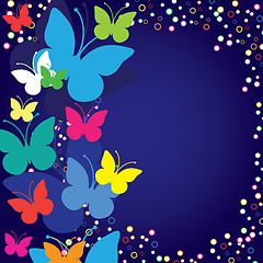 Image showing Blue background with butterflies