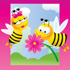 Image showing Bees relations on pink background