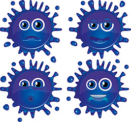 Image showing Set of blue vector blots characters with different faces. Part 2