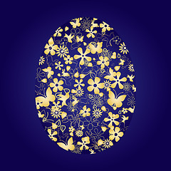 Image showing Decorative easter egg on blue background