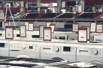 Image showing washing mashines in appliance store showroom