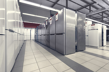 Image showing rows of refrigerators in appliance store