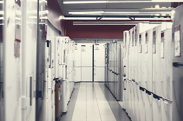 Image showing rows of refrigerators in appliance store