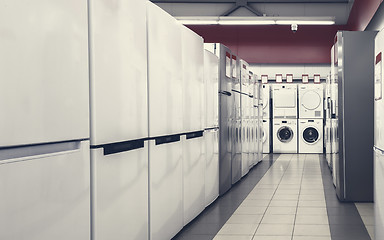 Image showing refrigerators and washing mashines in appliance store