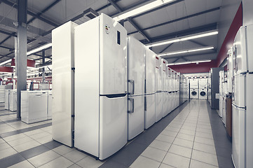 Image showing refrigerators and washing mashines in appliance store