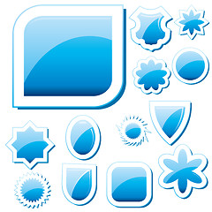 Image showing Set of blue glass buttons, glossy icons, web spheres