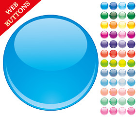 Image showing Set of 49 colored glass buttons, glossy icons, web spheres