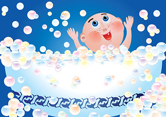 Image showing A bathtub with child and bubbles