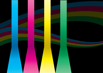 Image showing Abstract background with bright strips and rainbow