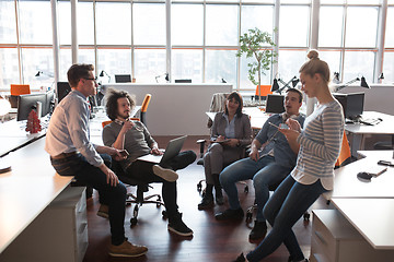 Image showing Young Business Team At A Meeting at modern office building