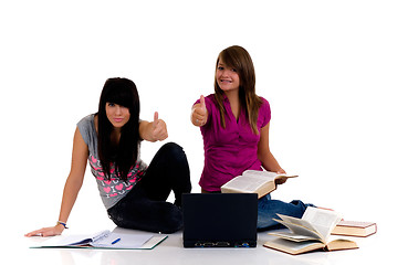 Image showing Teenager girls studying