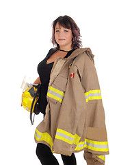 Image showing Fire fighting woman with jacket