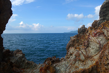 Image showing Gap in the rock over sea 