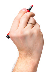 Image showing Hand with red marker