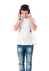 Image showing Teen boy with headphones