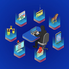 Image showing Hacker Activity Isometric Concept