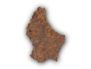 Image showing Map of Luxembourg on rusty metal