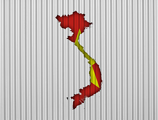 Image showing Map and flag of Vietnam on corrugated iron