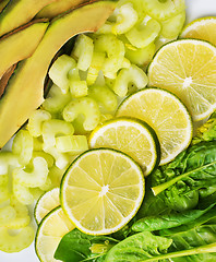 Image showing slice of fresh lime and avocado