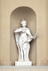 Image showing Statue on St. Stanislaus and St Ladislaus cathedral in Vilnius